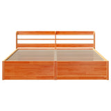 Bed Frame with Headboard Wax Brown 180x200 cm Super King Solid Wood Pine 3307076