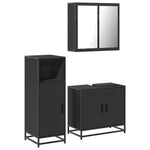 ZNTS 3 Piece Bathroom Furniture Set Black Engineered Wood 3300945