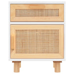 ZNTS Bedside Cabinets 2 pcs White Solid Wood Pine and Natural Rattan 345607