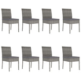 9 Piece Outdoor Dining Set with Cushions Poly Rattan Grey 3100406