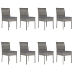 ZNTS 9 Piece Outdoor Dining Set with Cushions Poly Rattan Grey 3100406