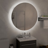 Bathroom Cabinet with Round Mirror&LED Black 54x54x17.5 cm 345588