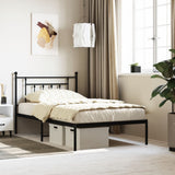 Metal Bed Frame without Mattress with Headboard Black 107x203cm 353533