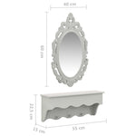 ZNTS Wall Shelf Set for Keys&Jewelery with Mirror and Hooks Grey 323973