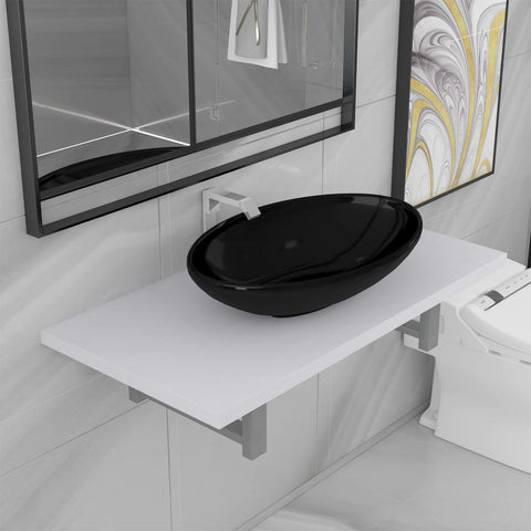 ZNTS Two Piece Bathroom Furniture Set Ceramic White 279340