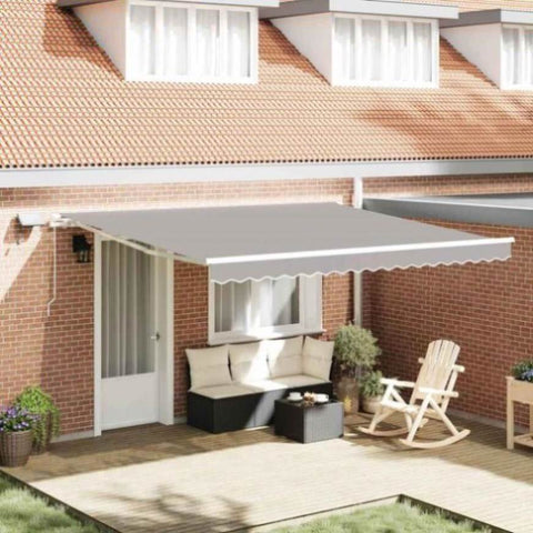 Retractable Awning with Manual Light grey 400 x 300 cm Fabric 3330640