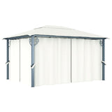 Gazebo with Curtain 400 x 300 cm Cream Aluminium 48044