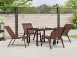 Garden Dining Set 5 pcs Brown and Black Powder-coated Steel 3379129
