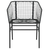 Garden Chair Black PE Rattan, Powder-Coated Steel Durable 369098