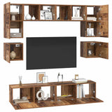 TV Cabinet Set Wall-mounted 8 pcs Old Wood Engineered Wood 3393333