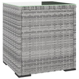 ZNTS Side Table Grey 40x37x40.5 cm Poly Rattan and Tempered Glass 319389