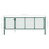Garden Gate Steel 350x100 cm Green 144305