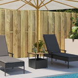 Garden Table with Parasol Hole Black 55x55x46.5 cm Poly Rattan 364117