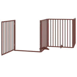 Dog Gate with Door Foldable 10 Panels Brown 800 cm Poplar Wood 3155583