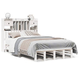 Bookcase Bed without Mattress White 135x190 cm Double Solid Wood Pine 3323984