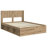 Bed Frame with Storage and Headboard Artisan Oak 135 x 190 cm 3414226
