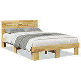 Bed Frame with Headboard without Mattress 120x200 cm Solid Wood Oak 3315721