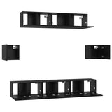 TV Cabinet Set 7 pcs Black Oak Engineered Wood 3393409