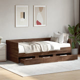 ZNTS Daybed with Drawers without Mattress Brown Oak 75x190 cm Small Single 3280838