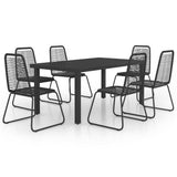 Dining Set Black PVC Rattan, Aluminium, Powder-Coated Steel 3060121