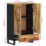 Highboard with Drawer 60x33x100 cm Solid Wood Mango&Iron 352933