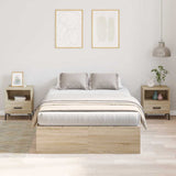 Storage Bed Frame Sonoma Oak 120 x 190 cm Engineered Wood 3335423
