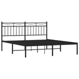 Metal Bed Frame without Mattress with Headboard Black 160x200cm 373694