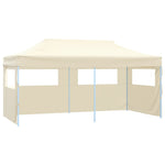 ZNTS Professional Folding Party Tent with 4 Sidewalls 3x6 m Steel Cream 48866