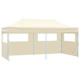 ZNTS Professional Folding Party Tent with 4 Sidewalls 3x6 m Steel Cream 48866