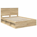 Bed Frame with Headboard Sonoma 140 x 190 cm Solid Pine Wood 3409347