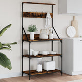 Baker's Rack with Hooks 4-Tier Smoked Oak Engineered Wood 838960