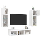 5 Piece TV Wall Units with LED White Engineered Wood 3216597