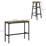 5 Piece Bar Table Set with 4 Stools, Industrial Bar Table and Stool Set, Dining Table and Chair Set, T3398P343442