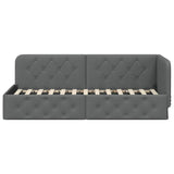 Corner Bed Frame with Headboard Dark Grey 80 x 200 cm Fabric 42016480