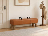 Bench Brown 110 x 30 x 45 cm Real Leather 42042118