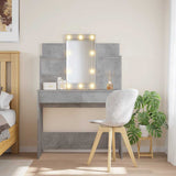 Dressing Table with LED Lights Concrete Grey 96x40x142 cm 837895