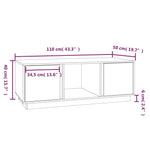 ZNTS Coffee Table White 110x50x40 cm Solid Wood Pine 814425