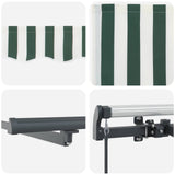 Retractable Awning Green and white 450 x 300 cm Fabric 3331072