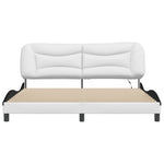 ZNTS Bed Frame with LED Lights White and Black 180x200 cm Super King Faux Leather 3213954