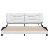 ZNTS Bed Frame with LED Lights White and Black 180x200 cm Super King Faux Leather 3213954