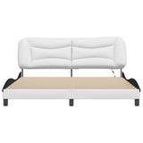 Bed Frame with LED without Mattress "Hvar" White and Black 180x200 cm 3213954