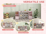 Kids Toy Organizers and Storage with 8 Removable Storage Bins and Bookshelf, Pink T3398P554274