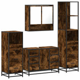 ZNTS 4 Piece Bathroom Furniture Set Smoked Oak Engineered Wood 3301292