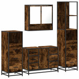 4 Piece Bathroom Furniture Set Smoked Oak Engineered Wood 3301292