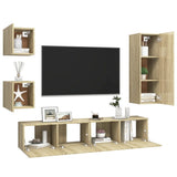 5 Piece TV Cabinet Sets Sonoma Oak Engineered Wood 3079011