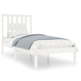 3104049 Bed Frame without Mattress White Solid Wood 90x200 cm