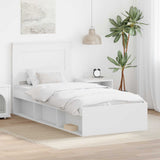 Bed Frame with Headboard White 100 x 200 cm Solid Pine Wood 3410120