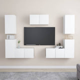 7 Piece TV Cabinet Set White Engineered Wood 3078671