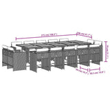 15 Piece Garden Dining Set with Cushions Beige Poly Rattan 3211240