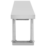 Kitchen Work Table with Overshelf 120x60x120 cm Stainless Steel 3054469